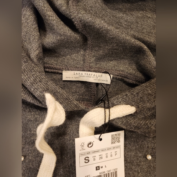 Zara trafaluc oversize grey hoodie size small - Picture 3 of 6